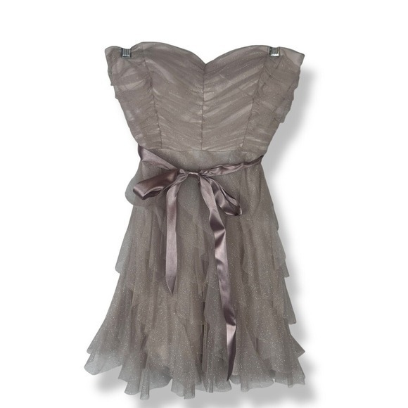 Y2K 2000s Teeze Me Strapless Glitter Tulle Party Dress Juniors Size 3 Fairy Club - Picture 2 of 8